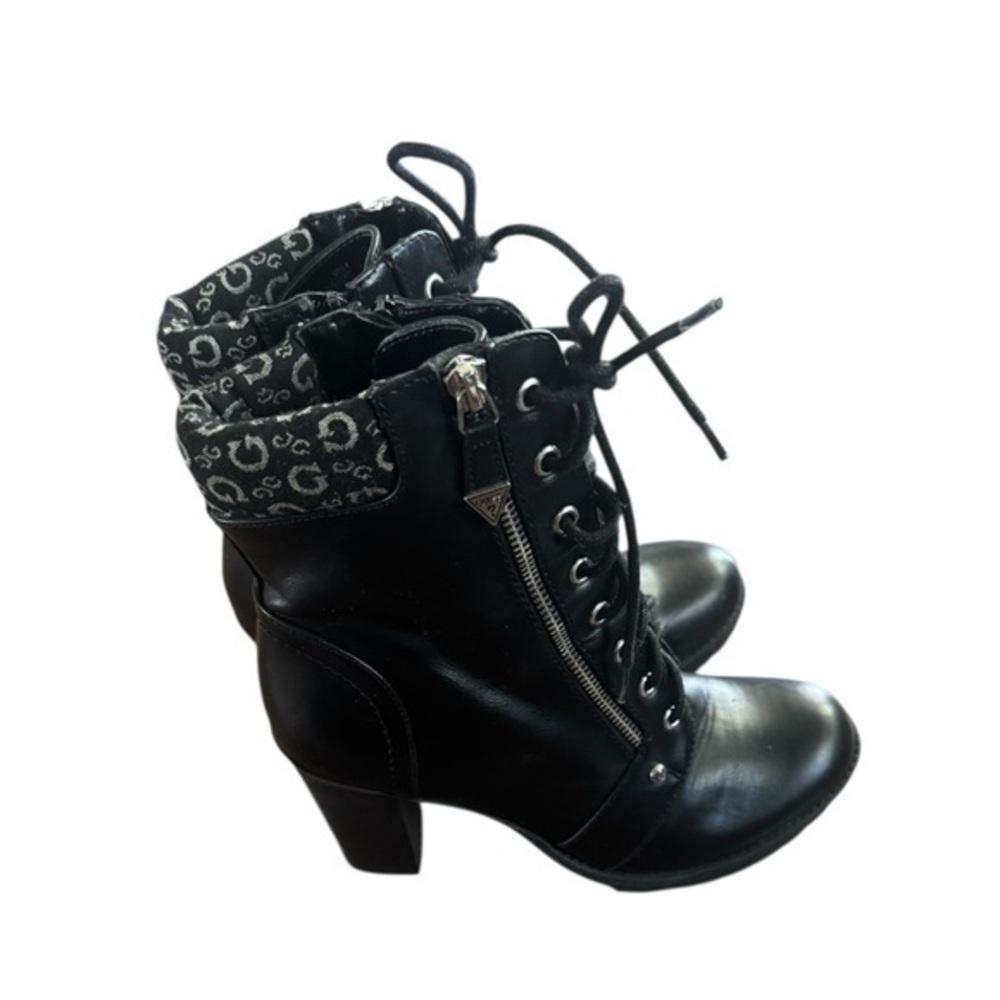 GUESS women's black lace up heeled boots size 9.5